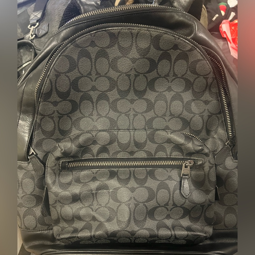 Coach Black Monogram Backpack